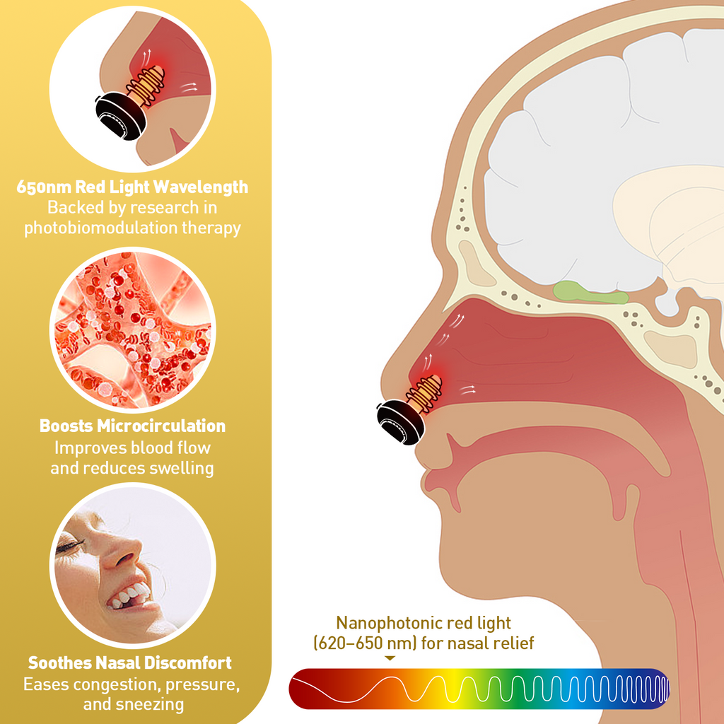 SooRadiant Red Light Nasal Soother – Portable 650nm LED Nasal Therapy Device