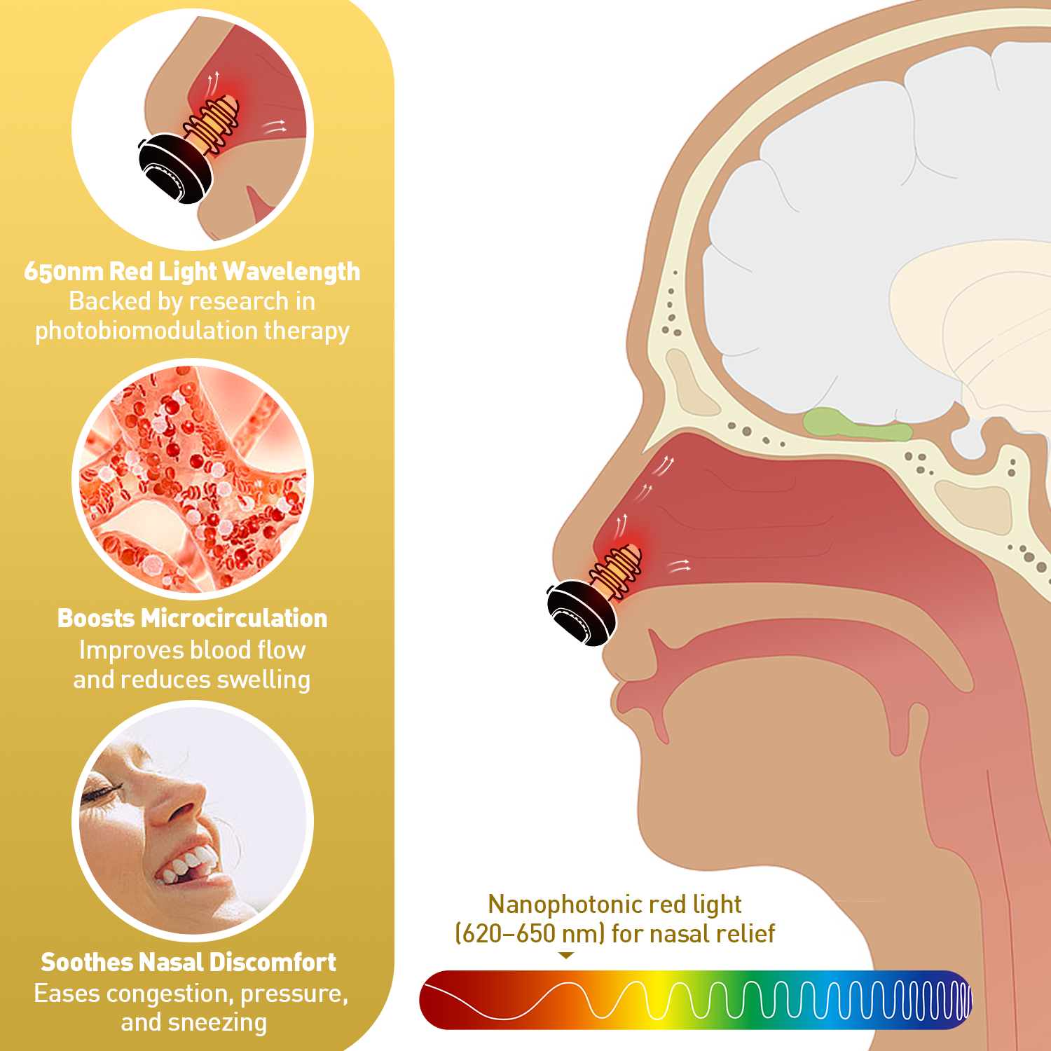 SooRadiant Red Light Nasal Soother – Portable 650nm LED Nasal Therapy Device