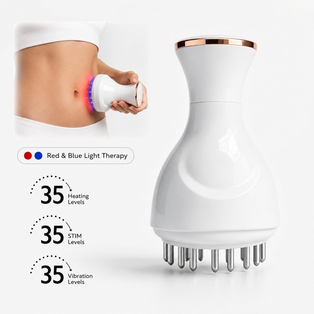 VUFVOID Upgraded  Electric Handheld Massager with STIM Heat and Vibration, Drainage & Anti Swelling GuaSha Tool For Belly Legs Full Body, Gift for Mom