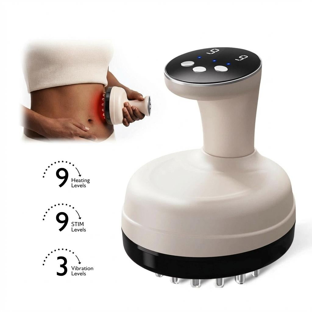 VUFVOID Upgraded  Electric Handheld Massager with STIM Heat and Vibration, Drainage & Anti Swelling GuaSha Tool For Belly Legs Full Body, Gift for Mom